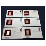 Collection of Six First Day of Issue Covers with Commemorative Gold Foil Replica Stamps