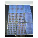 Three Blue Coin Folders with Lincoln Cents and Roosevelt Dimes Collections