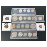 Assorted US Coin Collection Including Proof Sets and Individual Cents