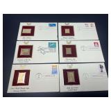 Collection of Six First Day of Issue Stamped Envelopes with Gold Stamp Replicas