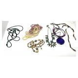 Assorted Beaded Necklace Lot Featuring Faux Pearls, Stone Accents, and Statement Pendants