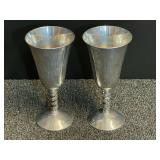 Vintage silver-plated wine goblets made in Spain featuring a detailed twisted grapevine stem, set of two, see pictures for details.