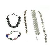 Assorted Fashion Jewelry Lot Including Scarab Bracelet and Crystal Accents