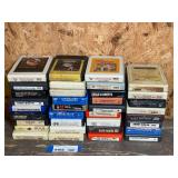 Lot of Assorted Country and Pop Music 8-Track Tapes Including Elvis Presley, Waylon & Willie, and Saturday Night Fever Soundtrack