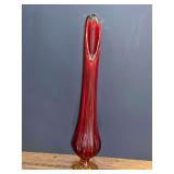 Vintage Amberina swung glass pedestal vase, believed  to be LE Smith glass, see pictures for details.