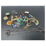 Mixed Craft Jewelry Lot with Beads, Pendants, and Chains