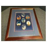 Framed Lighthouse Multi-Print Art Display with Blue Matting and Wooden Frame