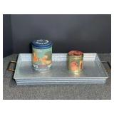 Aluminum serving tray, includes collector tins, one with candle, see pictures for details.