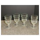 Set of 4 Clear Glass Paneled Goblets