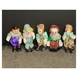 Porcelain clown collection, five pieces, tub is not included, see pictures for details.