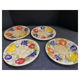 Set of 4 Gibson Elite Handpainted Fruit Dinner Plates