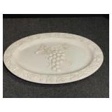 Home Accents Ceramic Oval Platter with Embossed Grapevine and Grape Cluster Motif