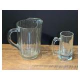 Clear Glass Pitcher and Mug Set