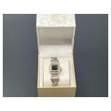 Charter Club Two-Tone Watch with Black Square Crystal and Gift Box