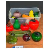 Murano style art glass fruit/vegetables. Tub is not included, see pictures or details.