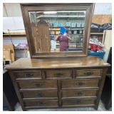 Liberty furniture nine drawer dresser with mirror, see pictures for details.