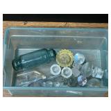 Assorted Glassware Lot Including Bottle, Stoppers, and Scientific Glass
