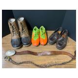Rain boots, size 10, cleats, size 8, and men’s Timberland size 9M shoes, and more. See pictures for details.