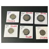 Six WWII Era Silver Nickels Set with Coin Flips