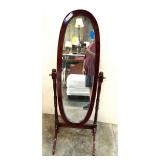 Oval wooden dressing tilt mirror, see pictures for details.