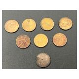 Lot of Eight U.S. Administration of Philippines One Centavo Coins, World War II Era, San Francisco Mint