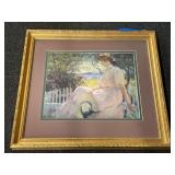 Framed and matted art print, believed to be a vintage print of Frank Weston Benson