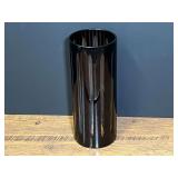 Panel cut art glass cylindrical vase, see pictures for details.