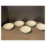 Set of 5 Corelle by Corning Green Rim Swirl Cereal Bowls, see pictures for details.