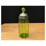 Green Uranium Glass Canister with Metal Lid and Finial