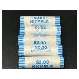 Five Rolls of 2005-D Westward Journey Nickel Series Buffalo Nickels