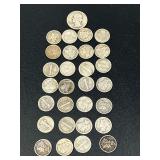 Assorted US Silver Coins Lot including Mercury Dimes and Washington Quarter