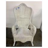 White wicker high back rocking chair, see pictures for details.