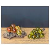 Mid-century modern green and amber Lucite grape cluster sculpture mounted on a piece of driftwood or burlwood. See pictures for details.