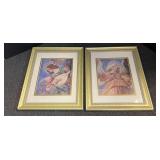 Framed and matted Angel prints, set of two, see pictures for details.