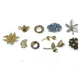 Assorted Costume Jewelry Brooches Lot of Nine