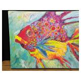 Leoma Lovegrove Signed Colorful Fish Canvas Print Art