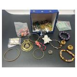 Assorted Costume Jewelry Lot with Box and Accents