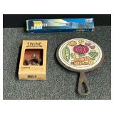 Rustic farmhouse bottle opener, ceramic and cast-iron trivet, and magnetic lighted driver, in original box. See pictures for details.