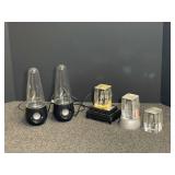 3D laser-etched crystal block or paperweights, two with lighted bases, also includes Bluetooth Dancing Water Speakers, working condition unknown, see pictures for details.