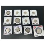 Assorted United States Coins Lot of 12 in Cardboard Holders