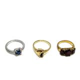 Assorted Gemstone and Diamond Rings, Lot of Three