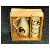 Vintage Japanese ceramic or porcelain sake set with a geisha design, see pictures for details.