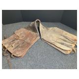 Leather Double Saddlebags with Buckle Straps