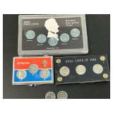 1943 Wartime Emergency Issue US Steel Cent Coin Collection Lot in Acrylic Display Cases