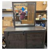 Liberty furniture three drawer, three shelf dresser with mirror, see pictures for details.
