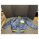 Gem Sportswear Blue Varsity Jacket Size Medium with Letter Patch