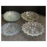 Assorted Pressed Glass Serving Bowls and Plates Lot
