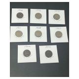 Lot of Eight Liberty Head Nickels Various Dates in Holders