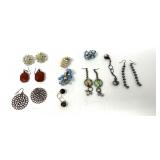 Assorted Costume Earrings Lot Featuring Various Styles and Materials