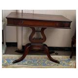 VINTAGE MAHOGANY DUNCAN PHYFE LYRE (HARP) BASE & ONE DRAWER 35 1/2" WIDE X 20" DEEP X 29" TALL